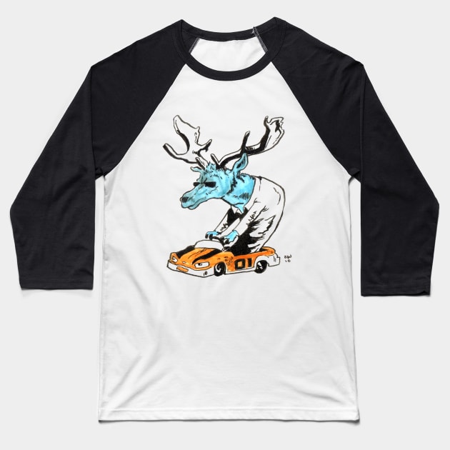 Driving Deer Baseball T-Shirt by CoolCharacters